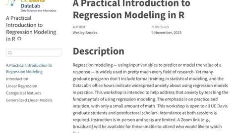 Thumbnail for entry Introduction to Regression in R (Part 1 of 2) 2023-11-09