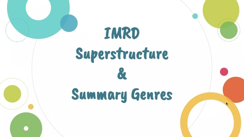 Thumbnail for IMRD and Summary Genres (UWP 7)
