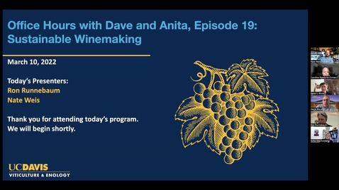 Thumbnail for Office Hours with Dave &amp; Anita, Episode 19: Sustainable Winemaking