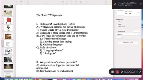 Thumbnail for entry Lecture 3a: Later Wittgenstein
