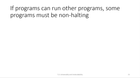Thumbnail for ECS 220 6a:7.2-1 programming languages with interpreters have non-halting programs