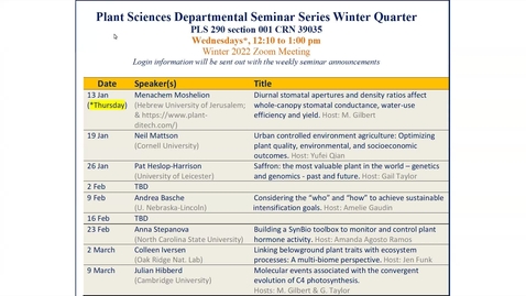 Thumbnail for entry Mattson 19 Jan 2022 Plant Sciences Seminar: Urban controlled environment agriculture: Optimizing plant quality, environmental, and socioeconomic outcomes 