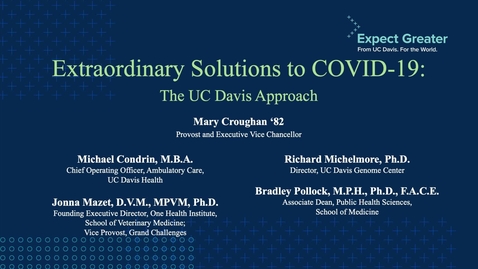 Thumbnail for entry Distinctly UC Davis: Innovative Solutions to the COVID-19 Pandemic