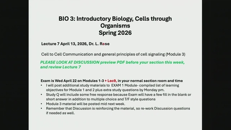 Thumbnail for BIO-003 Lecture 7: 2026-04-13 15:07