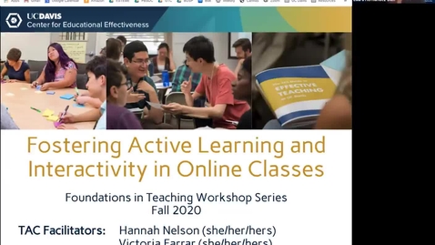 Thumbnail for CEE Graduate Student Workshop: Fostering Active Learning and Interactivity in Online Classes