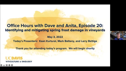 Thumbnail for Office Hours with Dave and Anita, Episode 20: Identifying and mitigating spring frost damage in vineyards