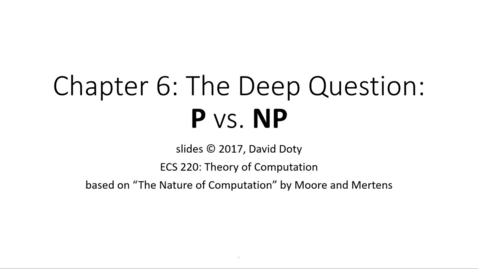 Thumbnail for ECS 220 4a:6 (P vs. NP) vs. other major mathematical questions