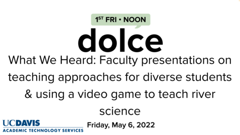 Thumbnail for entry DOLCE on teaching approaches for diverse students &amp; using a video game to teach river science - Summary Video from Dr. Andy