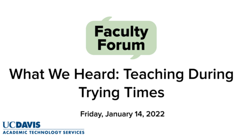 Thumbnail for entry Bonus Faculty Forum on Teaching during Trying Times - Summary  Video from Dr. Andy