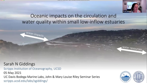 Thumbnail for BML - Dr. Sarah Giddings: &quot;Oceanic impacts on the circulation and water quality within small low-inflow estuaries&quot;