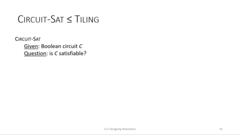 Thumbnail for entry ECS 220 3a:1-5.3 Circuit-SAT reduces to Tiling