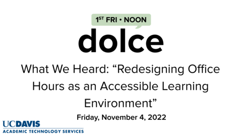 Thumbnail for entry November DOLCE on redesigning office hours - Summary video by Dr. Andy Jones