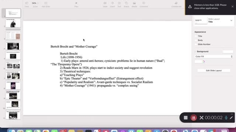 Thumbnail for entry His 147C, Lecture 7: Brecht and &quot;Mother Courage&quot;