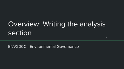Thumbnail for entry ENV200C - Overview of writing the analysis section