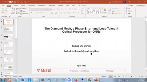Thumbnail for Meeting 4-20-21: Diamond Mesh MZI-based Optical Processor
