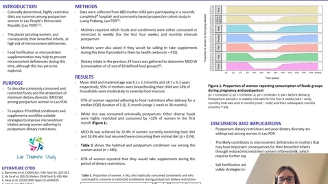 Thumbnail for UFWH 2021 - Taryn Smith_Strategies to increase micronutrient intakes among Laotian women adhering to traditional postpartum dietary restrictions