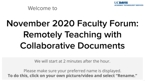 Thumbnail for entry Faculty Forum - November 20, 2020