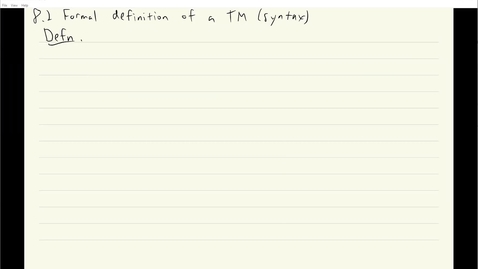 Thumbnail for ECS 120 5c:3 formal definition of TM syntax