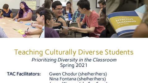 Thumbnail for entry CEE Graduate Student Workshops - Teaching Culturally Diverse Students