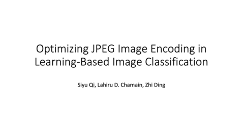 Thumbnail for entry End-to-End Optimization of JPEG-Based Deep Learning Process for Image Classification