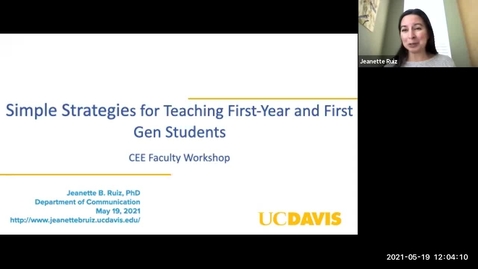 Thumbnail for CEE Faculty Workshop: Simple Strategies for Teaching First-Year and First Gen Students