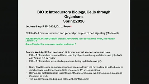 Thumbnail for BIO-003 Lecture 8: 2026-04-15 13:07
