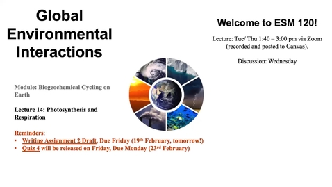 Thumbnail for entry Lecture 14 - Photosynthesis and Respiration - ESM 120 (Winter 2021)