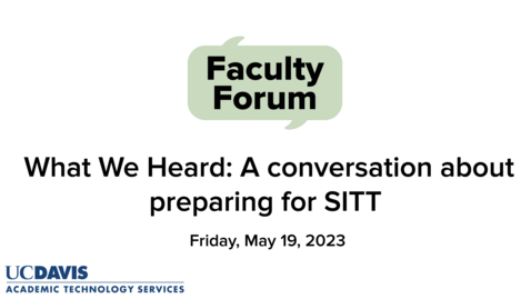 Thumbnail for Faculty Forum - May 19, 2023 - Preparing for SITT - Preview video by Dr. Andy Jones