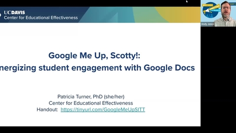 Thumbnail for SITT 2022: Google Me Up, Scotty!: Energizing student engagement with Google Docs, by Patricia Turner
