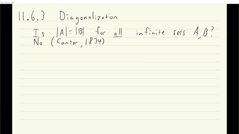 Thumbnail for ECS 120 10b:1 diagonalization to show a set is smaller than its power set