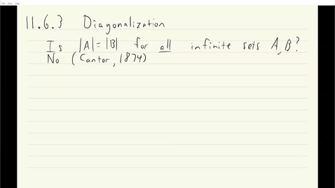 Thumbnail for entry ECS 120 10b:1 diagonalization to show a set is smaller than its power set