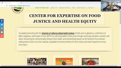 Thumbnail for entry Carrie Waterman &amp; Roz Meyers 4.6.22: Food Justice and Health Equity, UC Global Health Institute's Pilot Center 