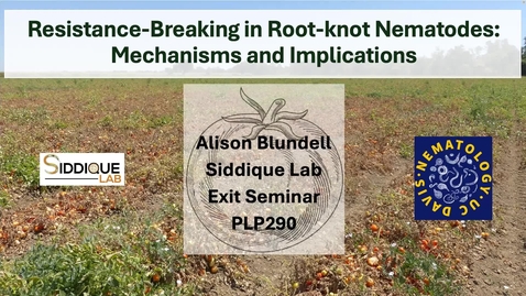 Thumbnail for Alison Blundell - EXIT SEMINAR: Resistance-Breaking in Root-Knot Nematodes: Mechanisms and Implications