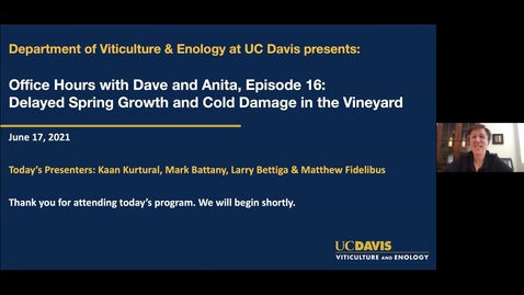 Thumbnail for Office Hours with Dave and Anita, Episode 16: Delayed Spring Growth and Cold Damage in the Vineyard