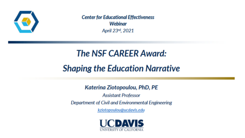 Thumbnail for entry CEE Faculty Workshop - NSF CAREER Award Shaping the education narrative