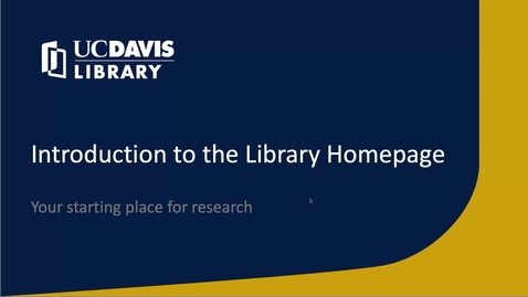 Thumbnail for entry Intro to Library Homepage