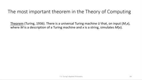 Thumbnail for ECS 220 7c:7.5-2 existence of universal machines and the Church-Turing thesis