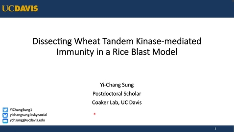 Thumbnail for Yi-Chang Sung - Dissecting wheat tandem kinase mediated immunity in a rice blast model