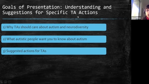 Thumbnail for entry Graduate Student Workshop-Accessibility and Inclusion in Teaching: Perspectives of Autistic and Neurodivergent Students