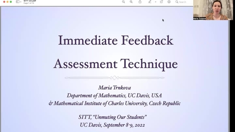 Thumbnail for SITT 2022: Immediate Feedback Assessment Technique by Maria Trnkova