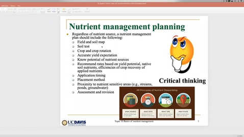 Thumbnail for Clip of Nutrient Interactions and Economics Ch 11 May 28 Lecture