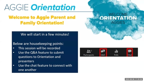 Thumbnail for Aggie Parent &amp; Family Orientation: August 9 (Night 2)