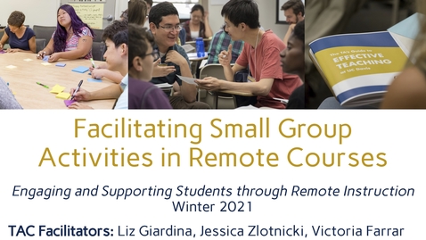 Thumbnail for entry CEE Graduate Student Workshop - Facilitating Small Group Activities in Remote Courses