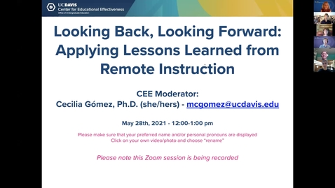Thumbnail for entry CEE First Faculty Panel: Looking Backward, Looking Forward: Applying Lessons Learned from Remote Instruction