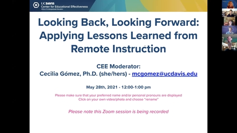 Thumbnail for CEE First Faculty Panel: Looking Backward, Looking Forward: Applying Lessons Learned from Remote Instruction
