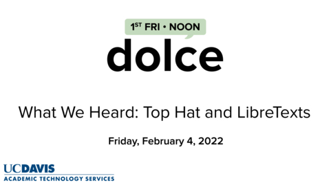 Thumbnail for DOLCE on Top Hat and LibreTexts - Summary Video from Dr. Andy