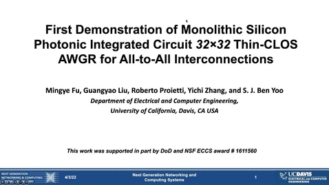 Thumbnail for entry First Demonstration of Monolithic Silicon Photonic Integrated Circuit 32x32 Thin-CLOS AWGR for All-to-All Interconnections