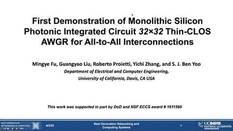 Thumbnail for First Demonstration of Monolithic Silicon Photonic Integrated Circuit 32x32 Thin-CLOS AWGR for All-to-All Interconnections