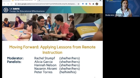 Thumbnail for CEE Graduate Student Workshops - Moving Forward: Applying Lessons Learned from Remote Instruction (Roundtable Discussion)