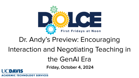 Thumbnail for Dr. Andy Jones' Video Preview of the October 4, 2024 DOLCE with Brie Tripp and Kirsten Harjes